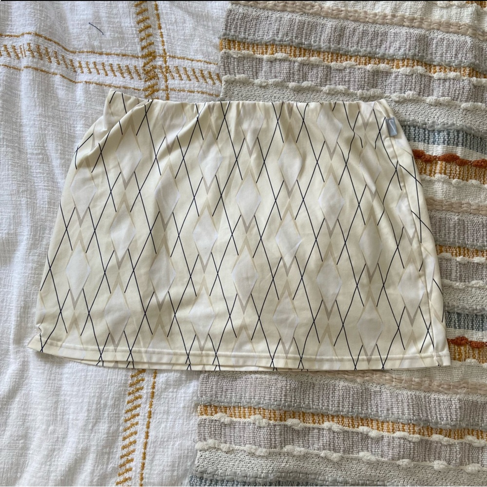 Nike Patterned Argyle Light Yellow Golf Tennis Skirt Size Medium